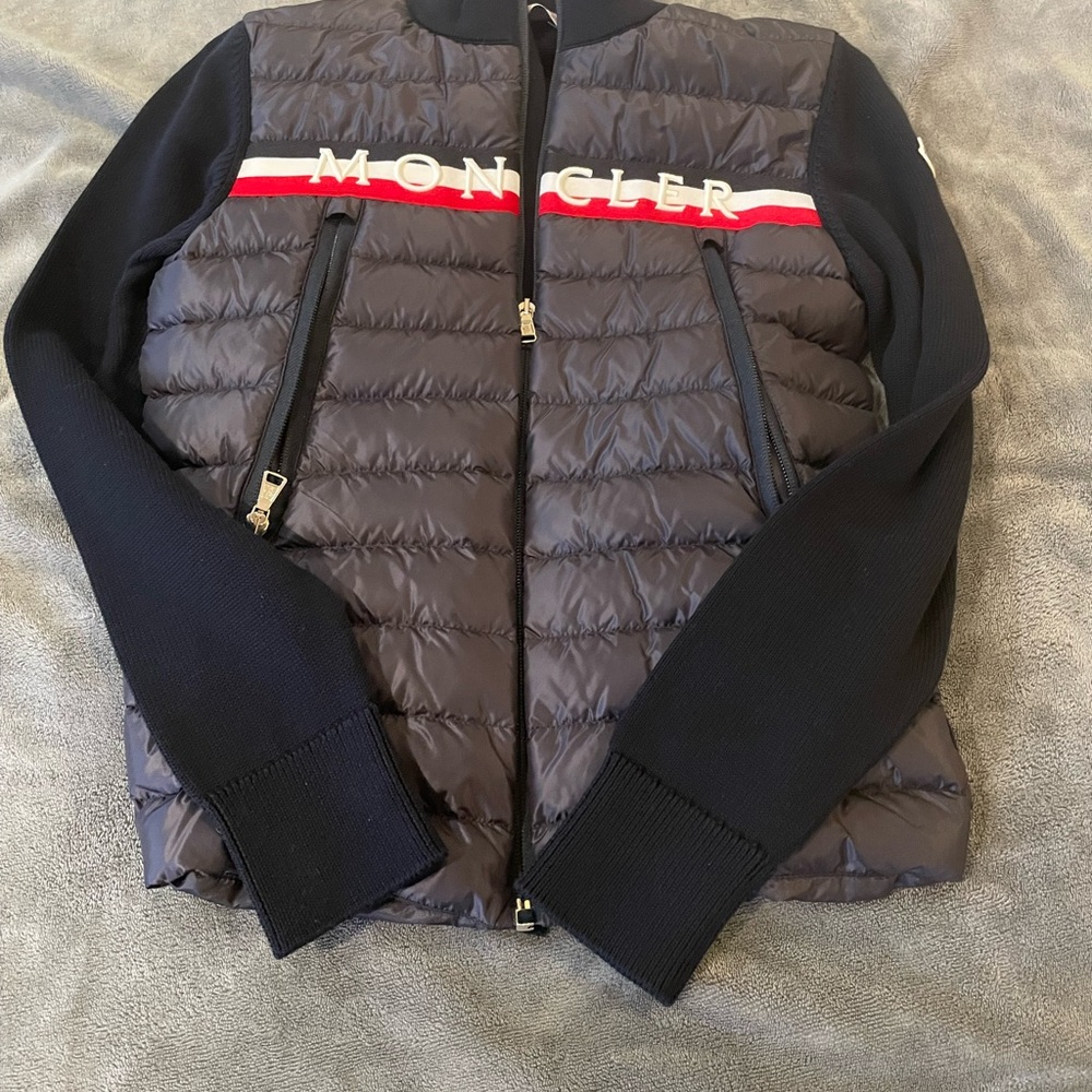 Moncler Kids Black and Red Puffer Jacket